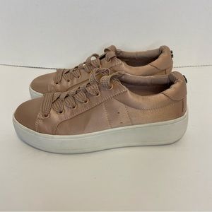 Steve Madden Bertie-S Blush Pink Satin Flatform Fashion Sneakers Women's Size 7B